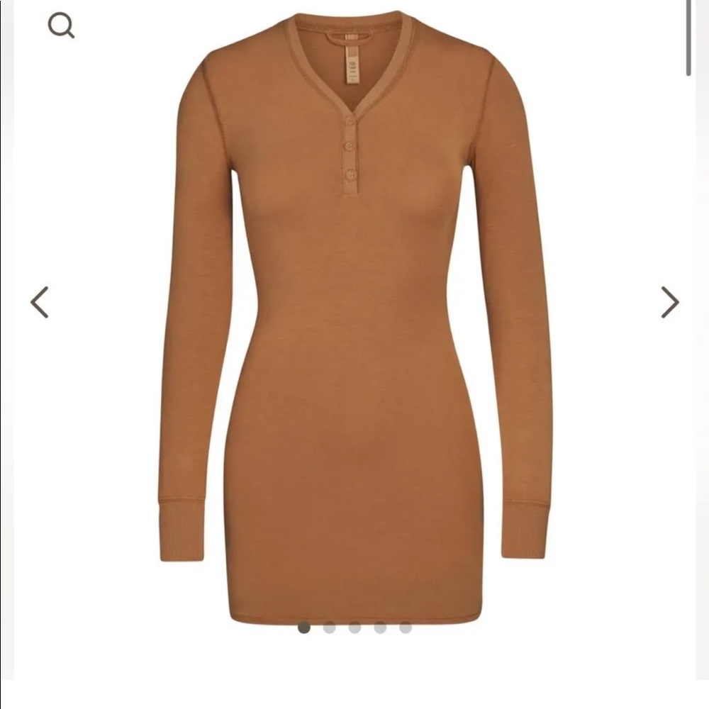 SKIMS Henley sleep shirt. NEW WITH TAGS. Color camel